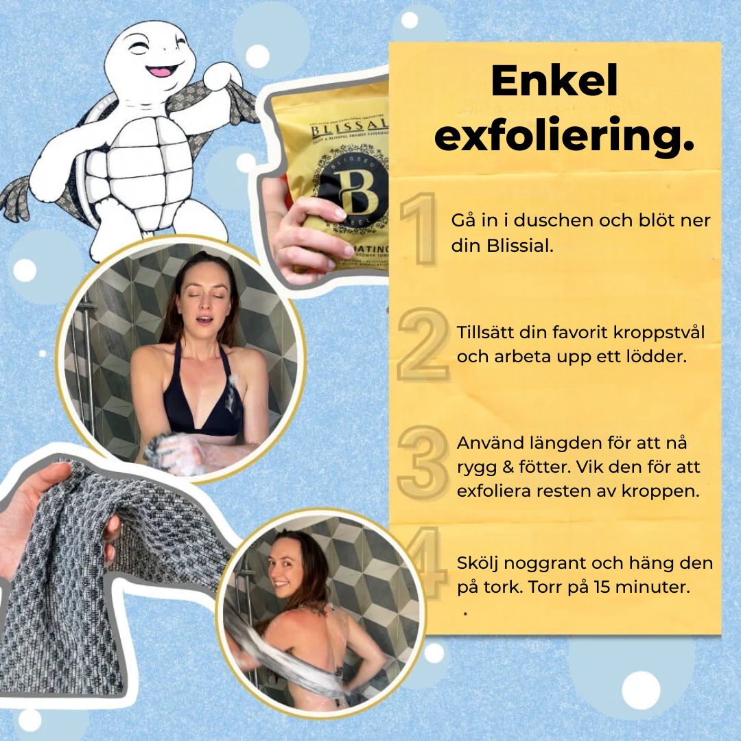 BLISSIAL - Exfolierande & antibakteriell duschhanduk